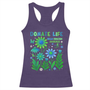 Organ Donation Awareness Racerback Tank Top Green Ribbon Donate Life Floral TS10 Purple Print Your Wear