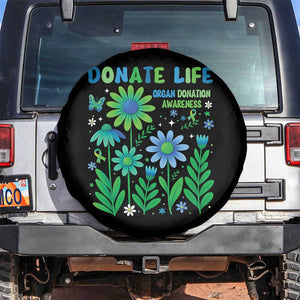 Organ Donation Awareness Spare Tire Cover Green Ribbon Donate Life Floral TS10 No hole Black Print Your Wear