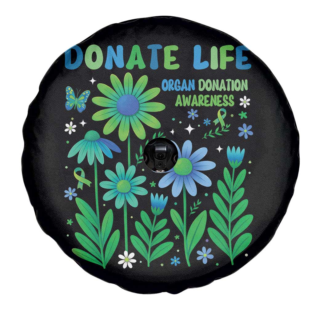 Organ Donation Awareness Spare Tire Cover Green Ribbon Donate Life Floral TS10 Print Your Wear
