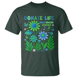 Organ Donation Awareness T Shirt Green Ribbon Donate Life Floral TS10 Dark Forest Green Print Your Wear