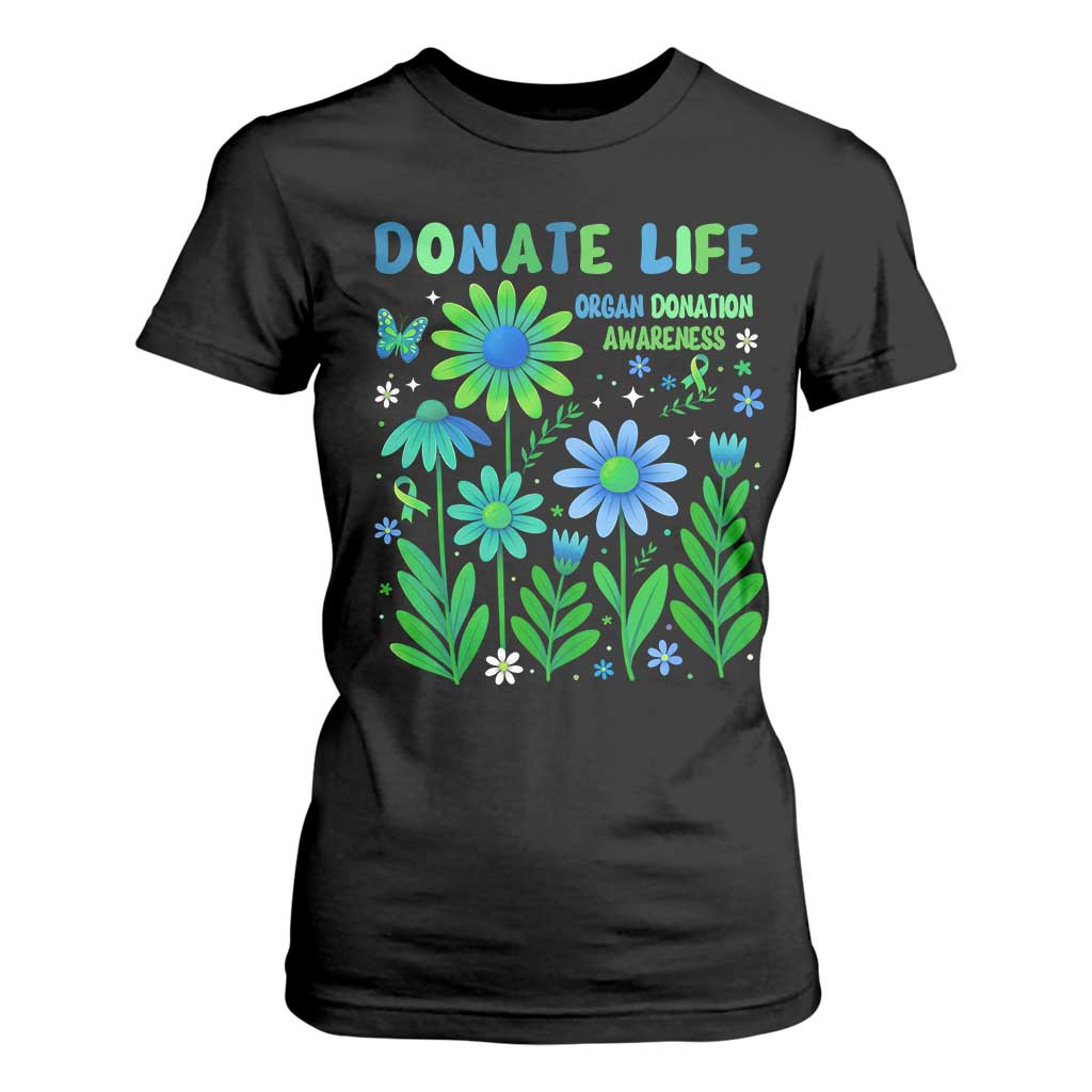 Organ Donation Awareness T Shirt For Women Green Ribbon Donate Life Floral TS10 Black Print Your Wear