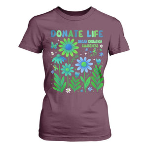 Organ Donation Awareness T Shirt For Women Green Ribbon Donate Life Floral TS10 Maroon Print Your Wear