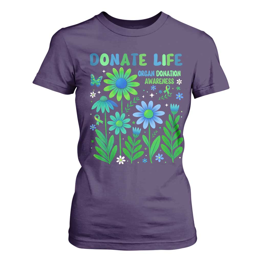 Organ Donation Awareness T Shirt For Women Green Ribbon Donate Life Floral TS10 Purple Print Your Wear