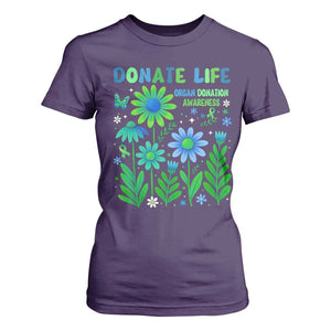 Organ Donation Awareness T Shirt For Women Green Ribbon Donate Life Floral TS10 Purple Print Your Wear