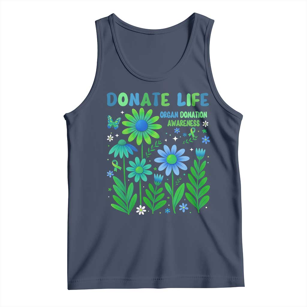 Organ Donation Awareness Tank Top Green Ribbon Donate Life Floral TS10 Navy Print Your Wear