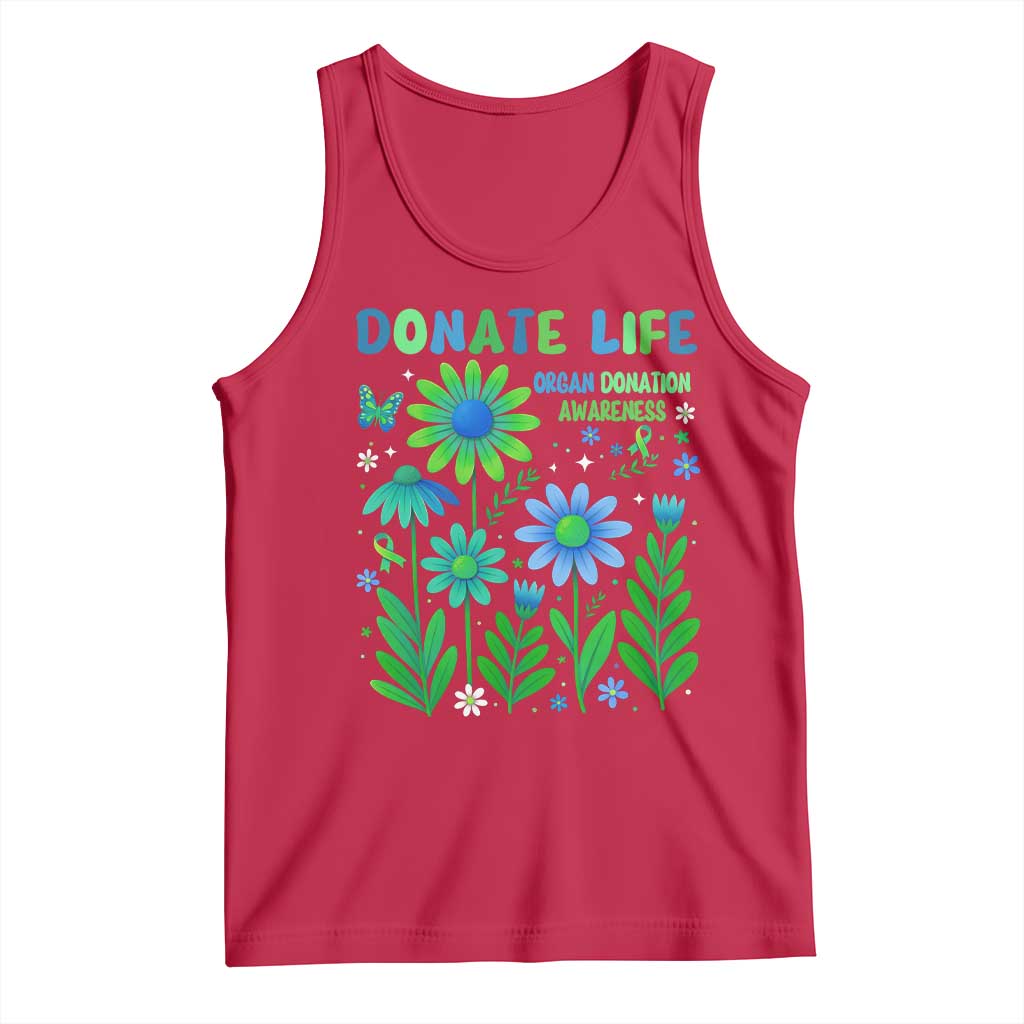 Organ Donation Awareness Tank Top Green Ribbon Donate Life Floral TS10 Red Print Your Wear
