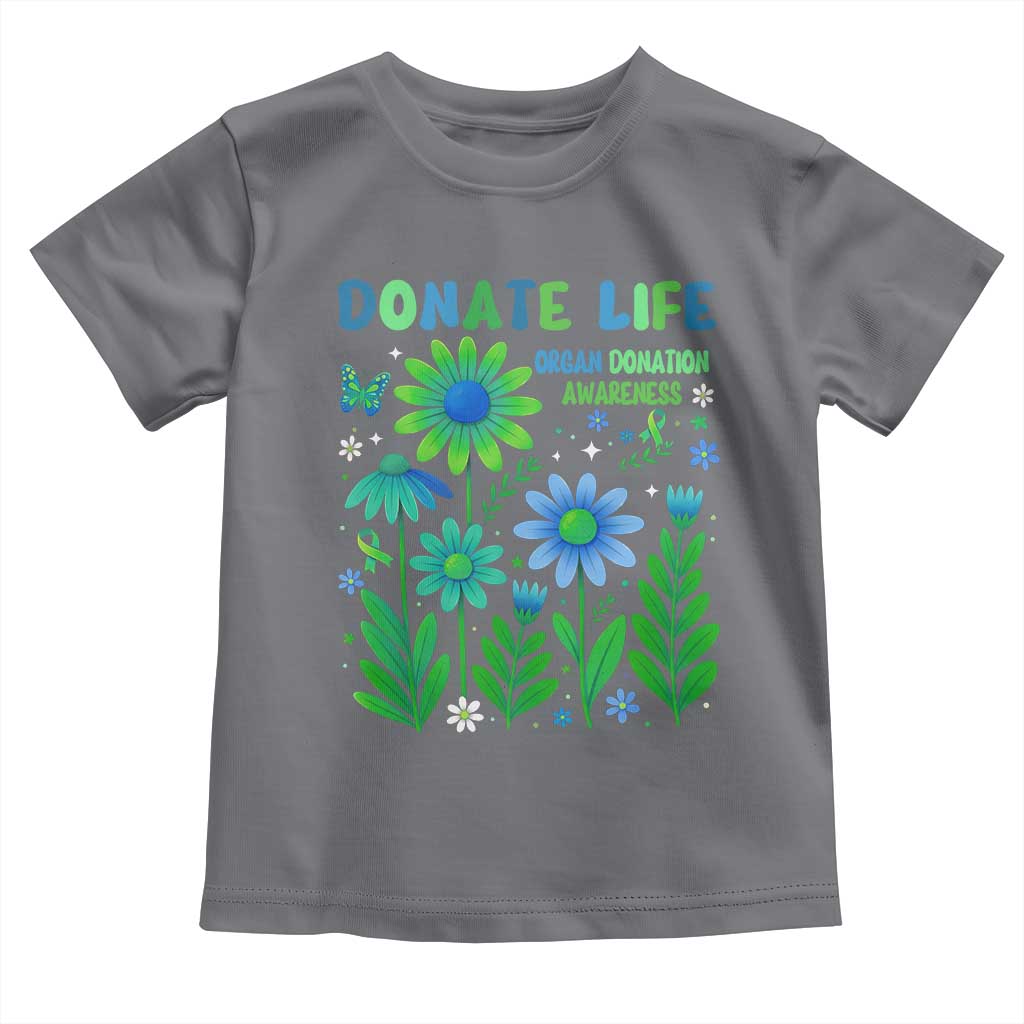 Organ Donation Awareness Toddler T Shirt Green Ribbon Donate Life Floral TS10 Charcoal Print Your Wear