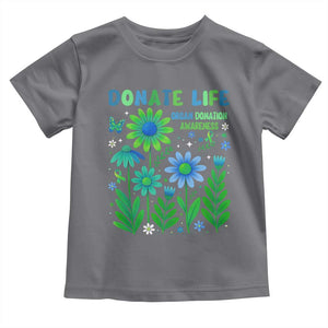 Organ Donation Awareness Toddler T Shirt Green Ribbon Donate Life Floral TS10 Charcoal Print Your Wear