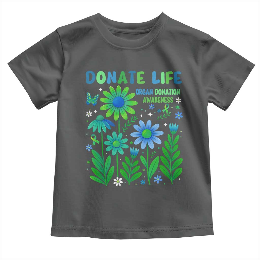Organ Donation Awareness Toddler T Shirt Green Ribbon Donate Life Floral TS10 Dark Heather Print Your Wear