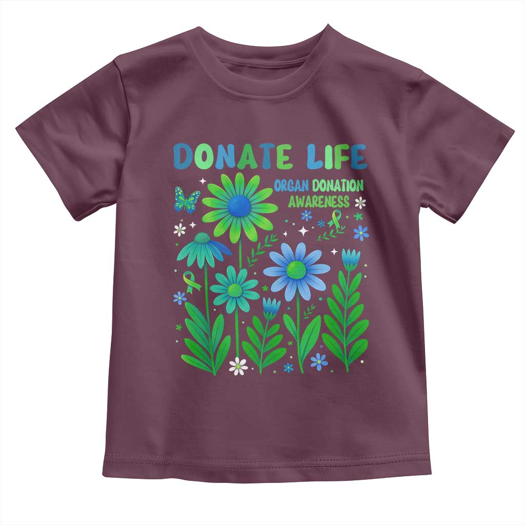 Organ Donation Awareness Toddler T Shirt Green Ribbon Donate Life Floral TS10 Maroon Print Your Wear