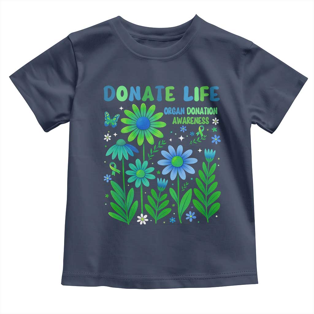 Organ Donation Awareness Toddler T Shirt Green Ribbon Donate Life Floral TS10 Navy Print Your Wear