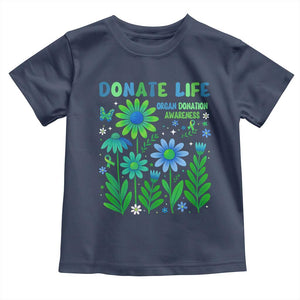Organ Donation Awareness Toddler T Shirt Green Ribbon Donate Life Floral TS10 Navy Print Your Wear
