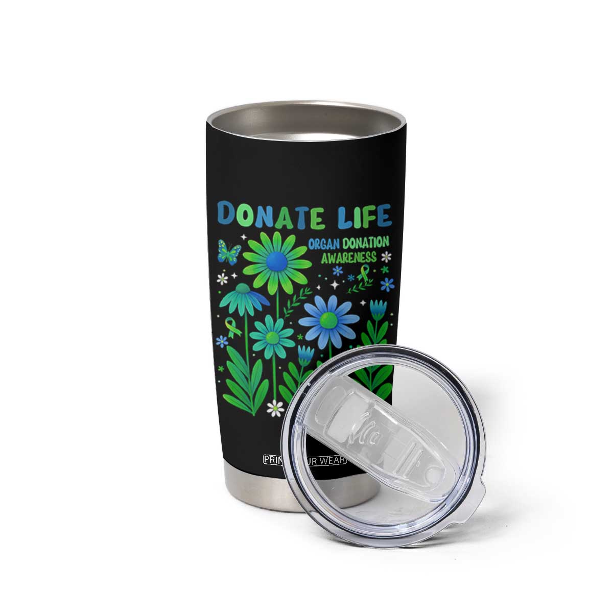 Organ Donation Awareness Tumbler Cup Green Ribbon Donate Life Floral TS10 Print Your Wear