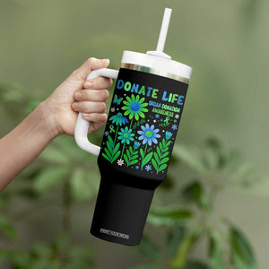 Organ Donation Awareness Tumbler With Handle Green Ribbon Donate Life Floral TS10 Print Your Wear