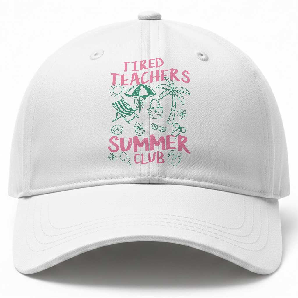 Tired Teachers Summer Club Baseball Cap Funny Retro Teacher Summer Vacation