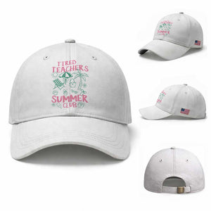 Tired Teachers Summer Club Baseball Cap Funny Retro Teacher Summer Vacation