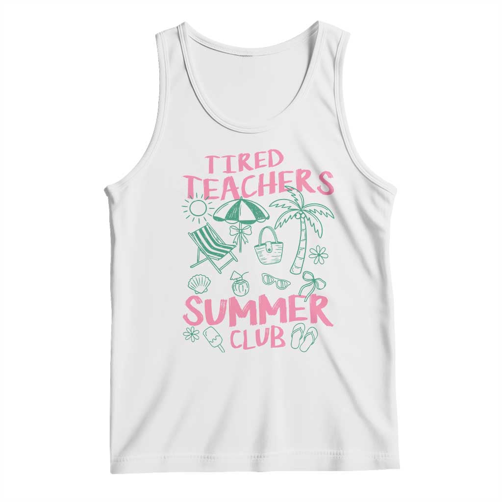 Tired Teachers Summer Club Tank Top Funny Retro Teacher Summer Vacation