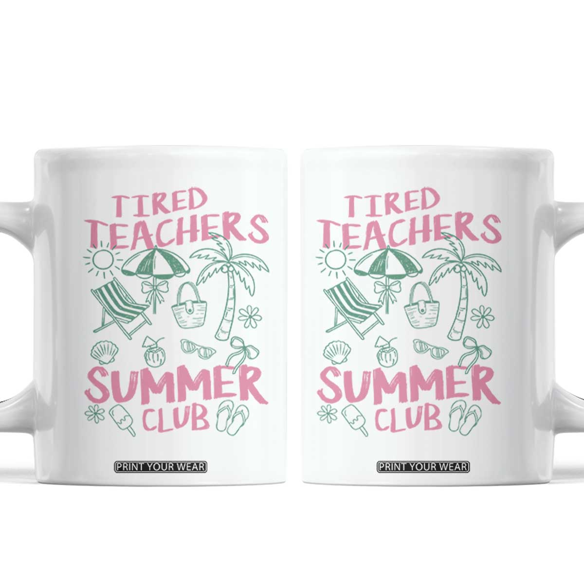 Tired Teachers Summer Club Coffee Mug Funny Retro Teacher Summer Vacation