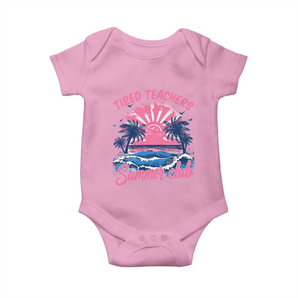 Tired Teachers Summer Club Baby Onesie Retro Mama Summer Beach Vacation Gift