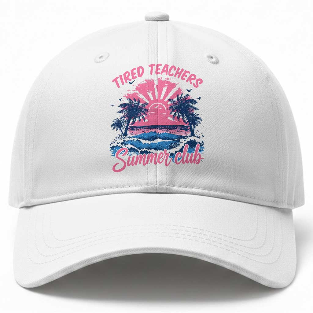 Tired Teachers Summer Club Baseball Cap Retro Mama Summer Beach Vacation Gift TS10 Print Your Wear