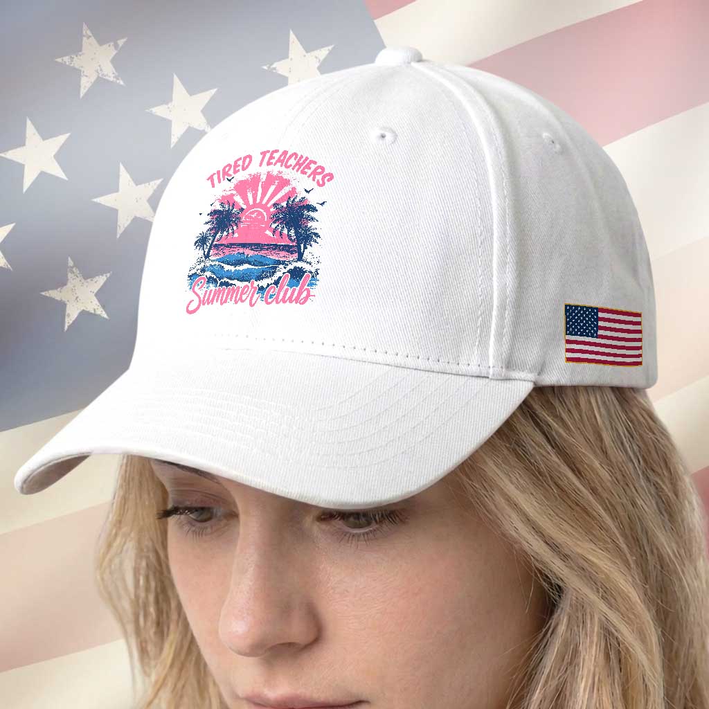 Tired Teachers Summer Club Baseball Cap Retro Mama Summer Beach Vacation Gift