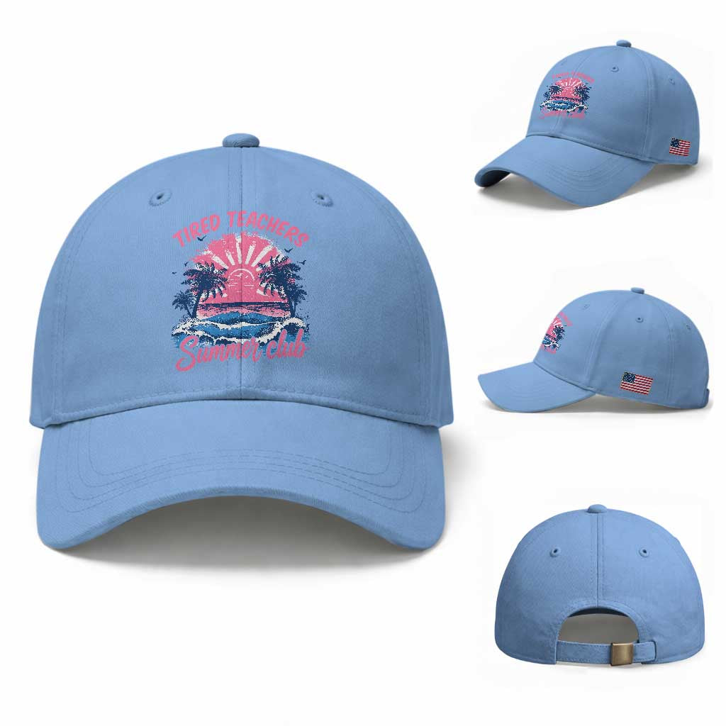 Tired Teachers Summer Club Baseball Cap Retro Mama Summer Beach Vacation Gift
