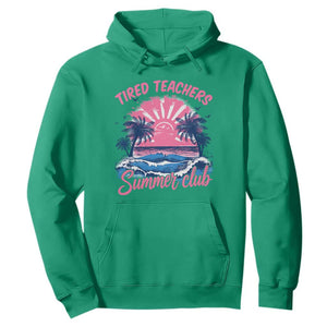 Tired Teachers Summer Club Hoodie Retro Mama Summer Beach Vacation Gift