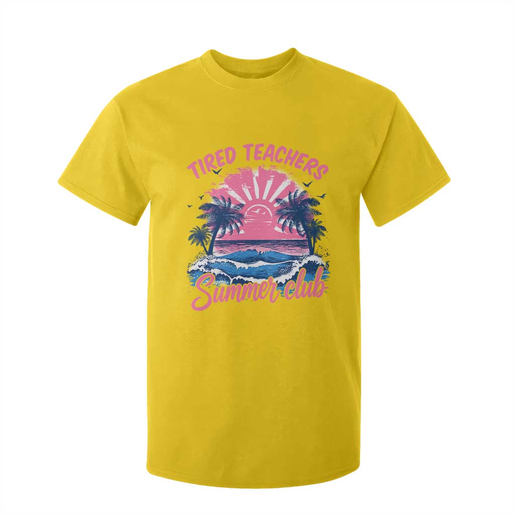 Tired Teachers Summer Club T Shirt For Kid Retro Mama Summer Beach Vacation Gift