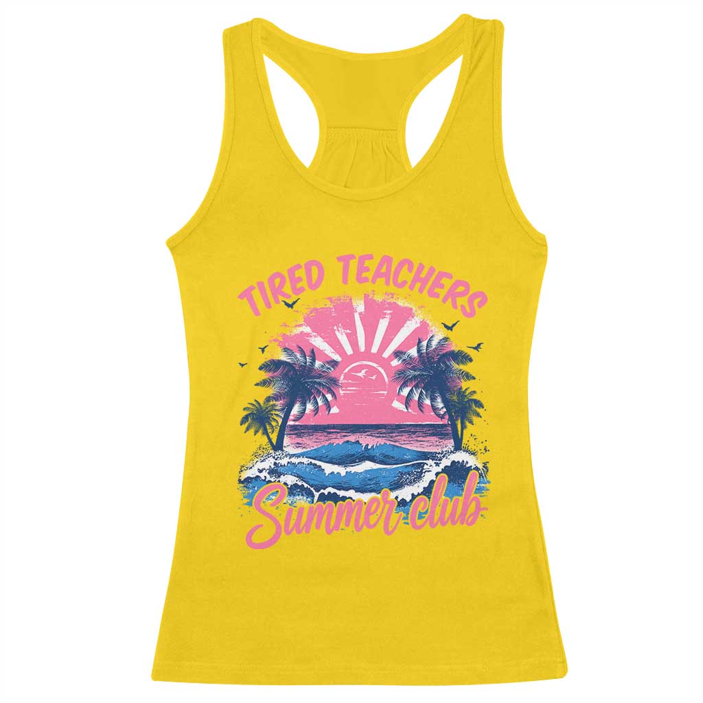 Tired Teachers Summer Club Racerback Tank Top Retro Mama Summer Beach Vacation Gift