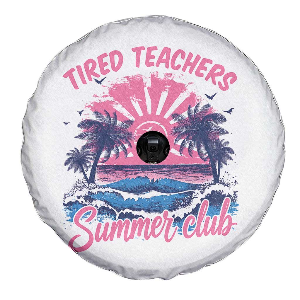 Tired Teachers Summer Club Spare Tire Cover Retro Mama Summer Beach Vacation Gift