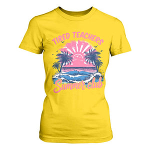 Tired Teachers Summer Club T Shirt For Women Retro Mama Summer Beach Vacation Gift