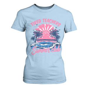 Tired Teachers Summer Club T Shirt For Women Retro Mama Summer Beach Vacation Gift