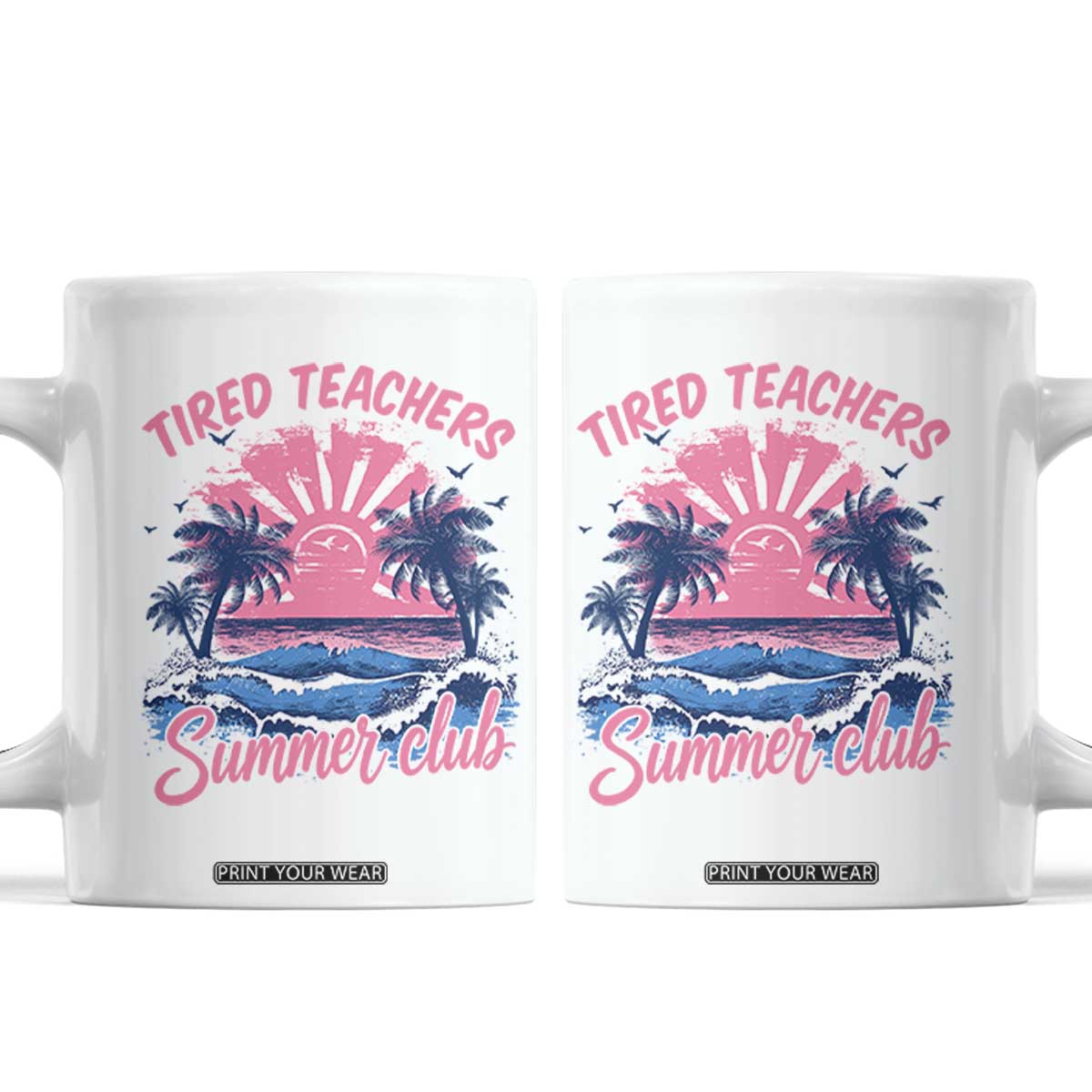 Tired Teachers Summer Club Coffee Mug Retro Mama Summer Beach Vacation Gift