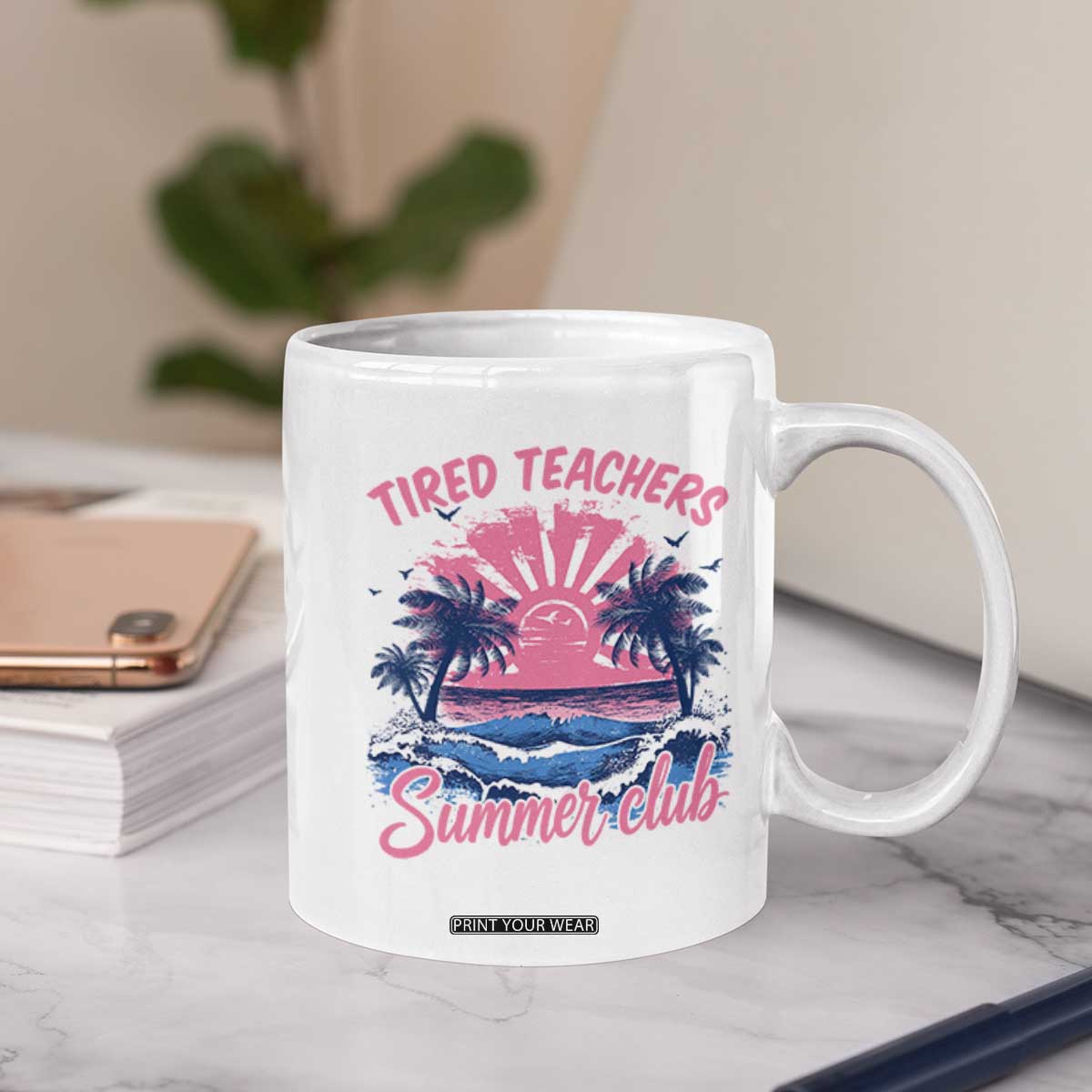 Tired Teachers Summer Club Coffee Mug Retro Mama Summer Beach Vacation Gift