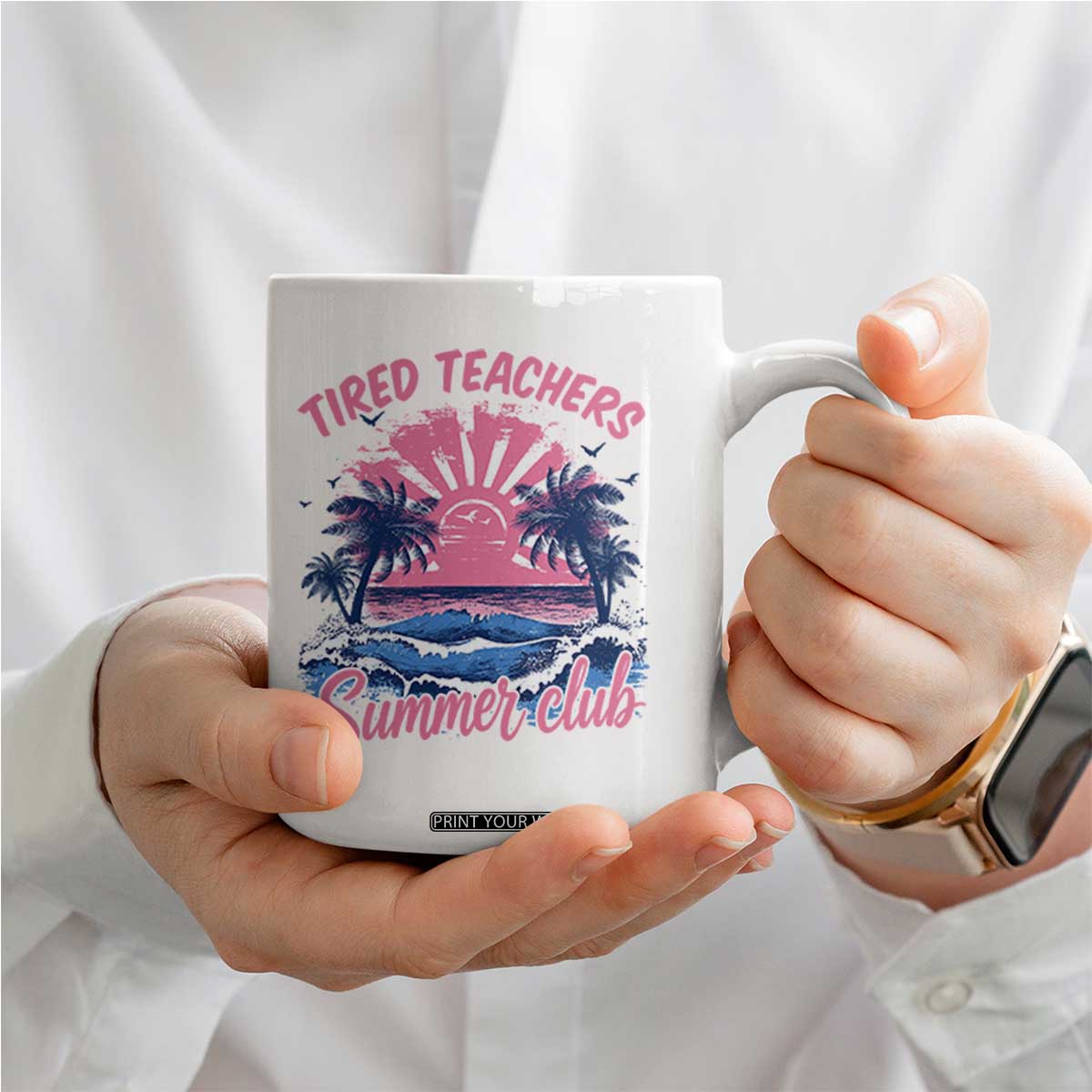 Tired Teachers Summer Club Coffee Mug Retro Mama Summer Beach Vacation Gift
