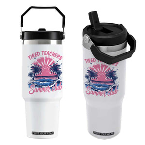 Tired Teachers Summer Club Flip Straw Tumbler Retro Mama Summer Beach Vacation Gift