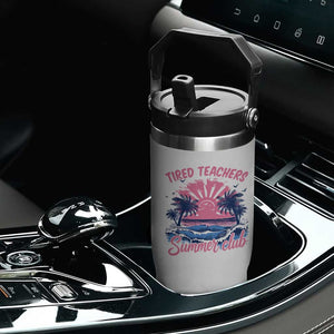 Tired Teachers Summer Club Flip Straw Tumbler Retro Mama Summer Beach Vacation Gift