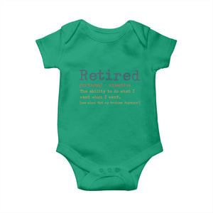 Funny Retirement Party Baby Onesie Retired Definition Funny Retirement Gag TS10 Irish Green Print Your Wear