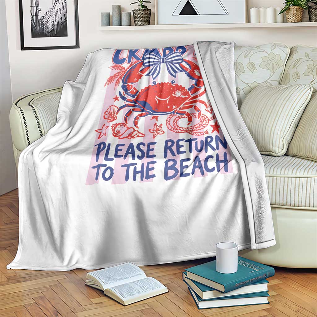 Summer Vacation Throw Blanket If Crabby Return To Beach Retro Graphic