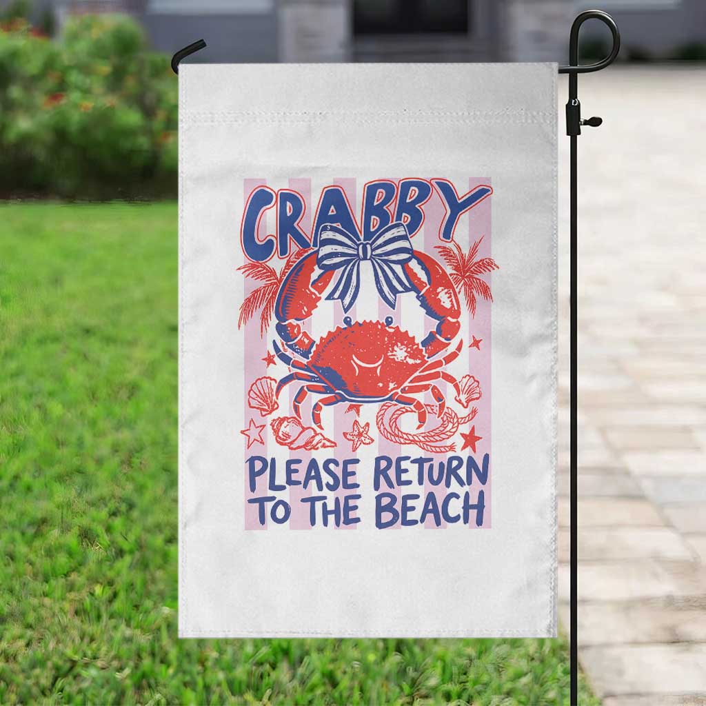 Summer Vacation Garden Flag If Crabby Return To Beach Retro Graphic