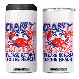 Summer Vacation 4 in 1 Can Cooler Tumbler If Crabby Return To Beach Retro Graphic