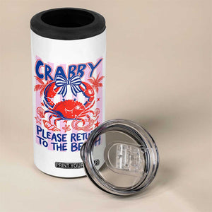 Summer Vacation 4 in 1 Can Cooler Tumbler If Crabby Return To Beach Retro Graphic