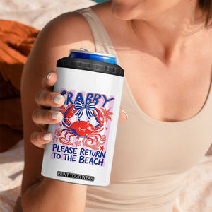 Summer Vacation 4 in 1 Can Cooler Tumbler If Crabby Return To Beach Retro Graphic