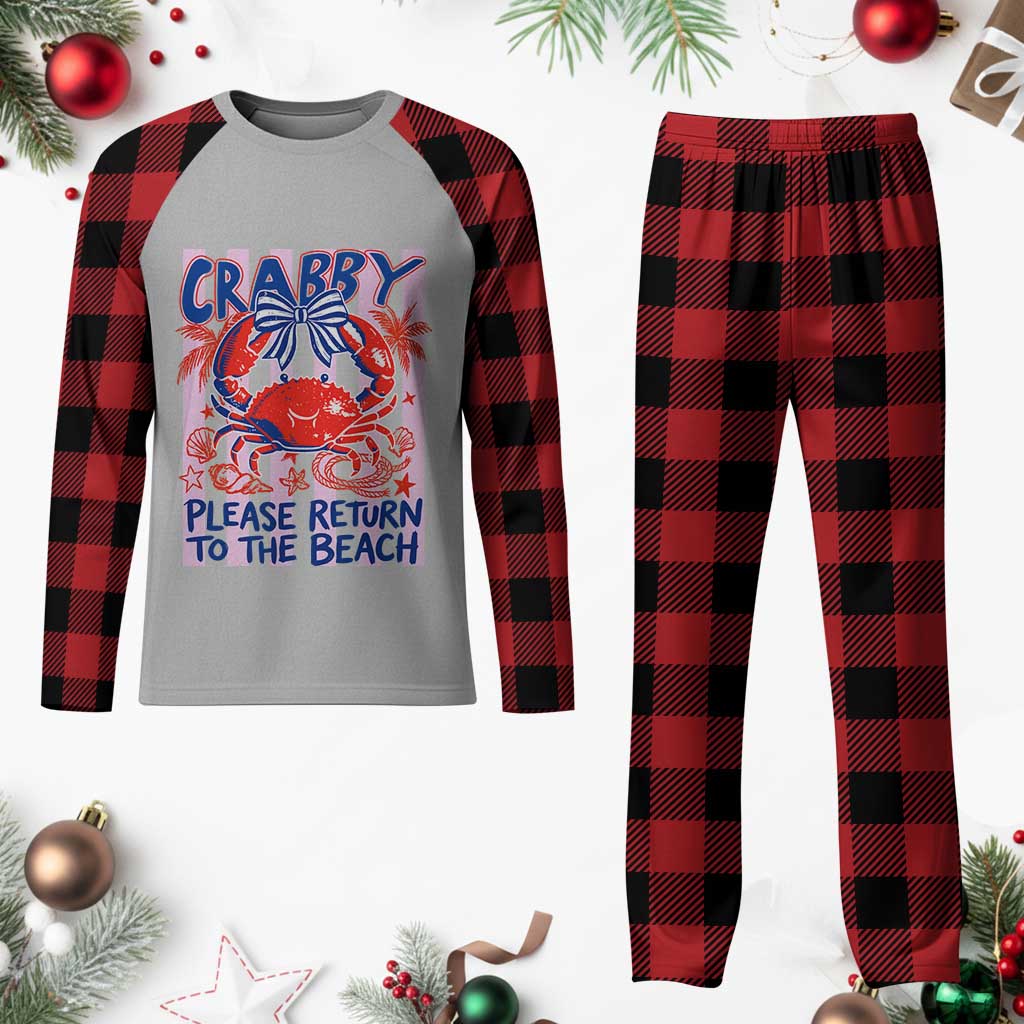 Summer Vacation Plaid Pajama Set If Crabby Return To Beach Retro Graphic