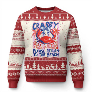 Summer Vacation Ugly Christmas Sweater If Crabby Return To Beach Retro Graphic