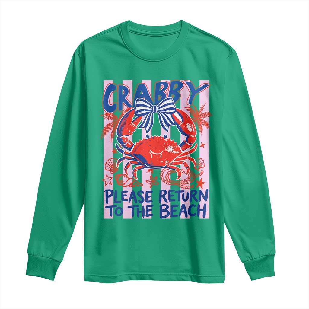 Summer Vacation Long Sleeve Shirt If Crabby Return To Beach Retro Graphic