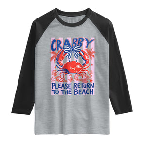Summer Vacation Raglan Shirt If Crabby Return To Beach Retro Graphic
