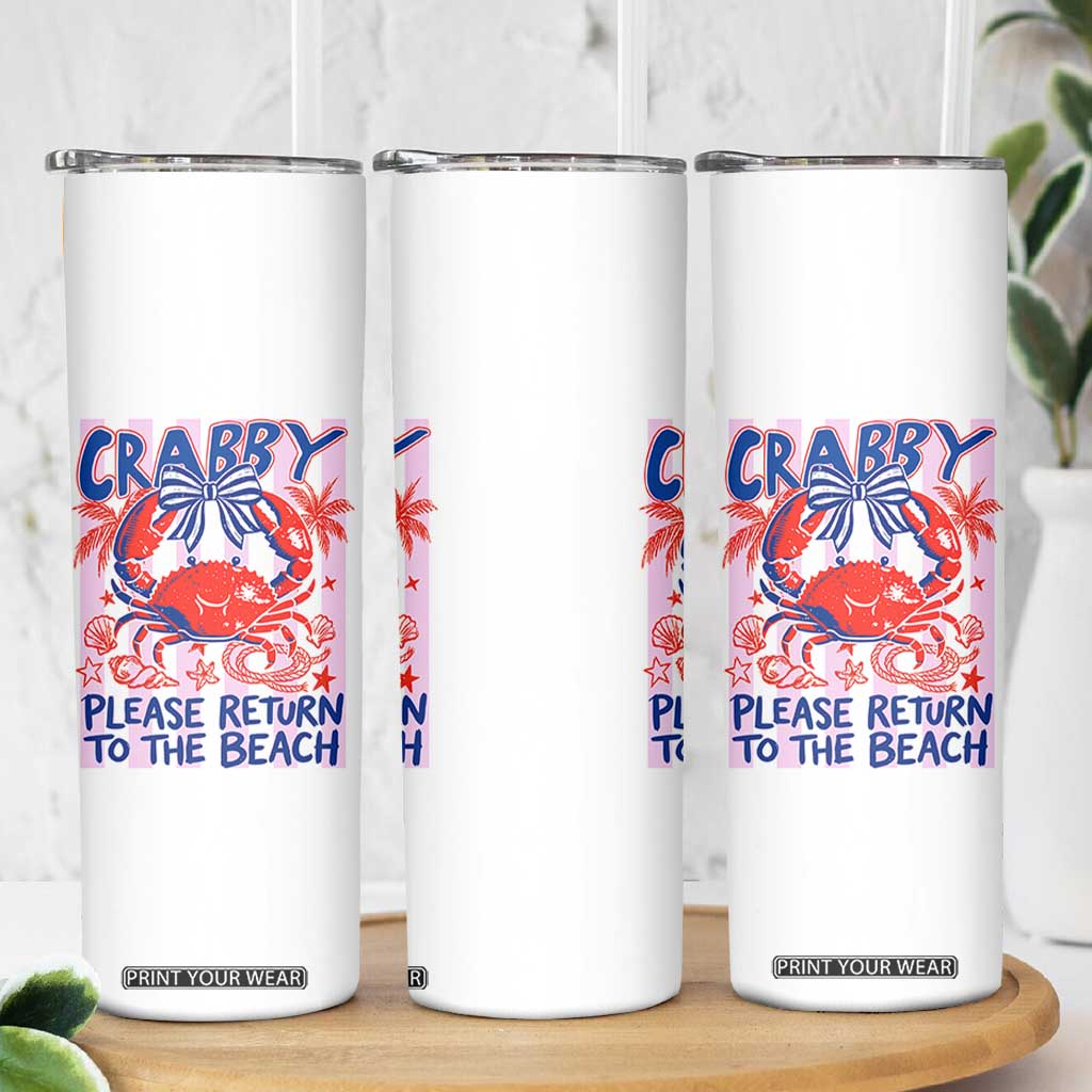 Summer Vacation Skinny Tumbler If Crabby Return To Beach Retro Graphic