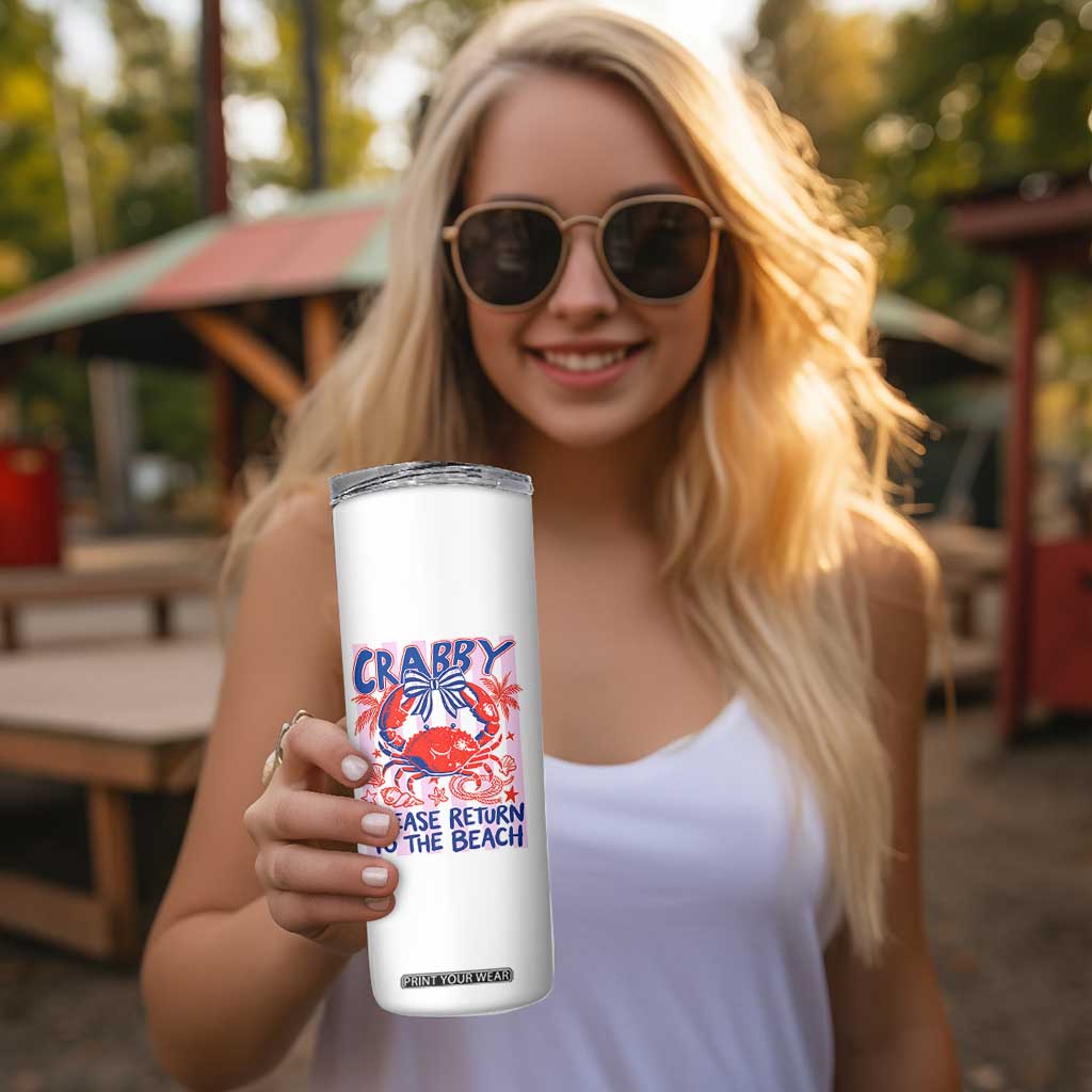 Summer Vacation Skinny Tumbler If Crabby Return To Beach Retro Graphic