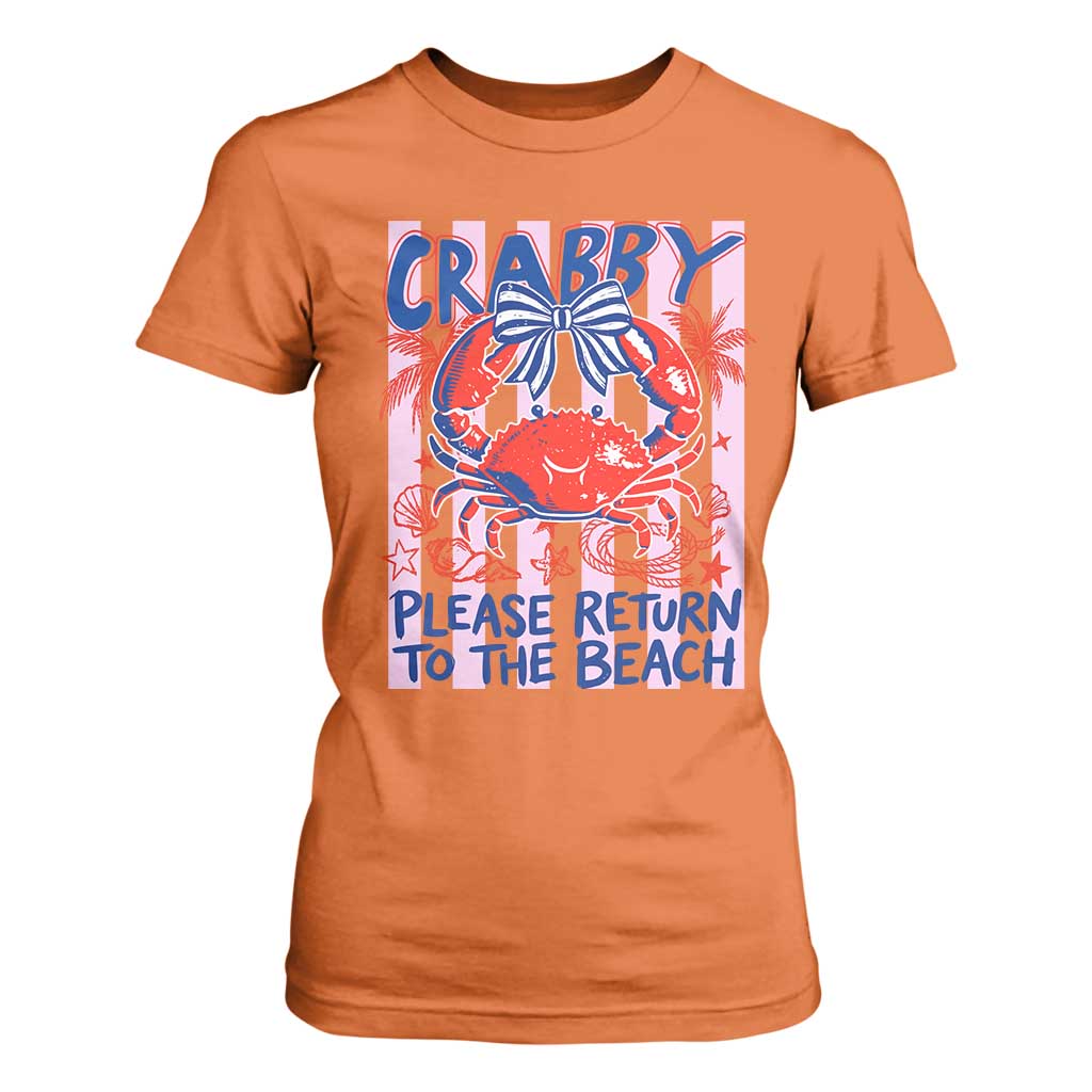 Summer Vacation T Shirt For Women If Crabby Return To Beach Retro Graphic